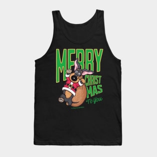 Cute Funny Doxie Dog having a Merry Christmas  on dachshund  Santa tee Tank Top